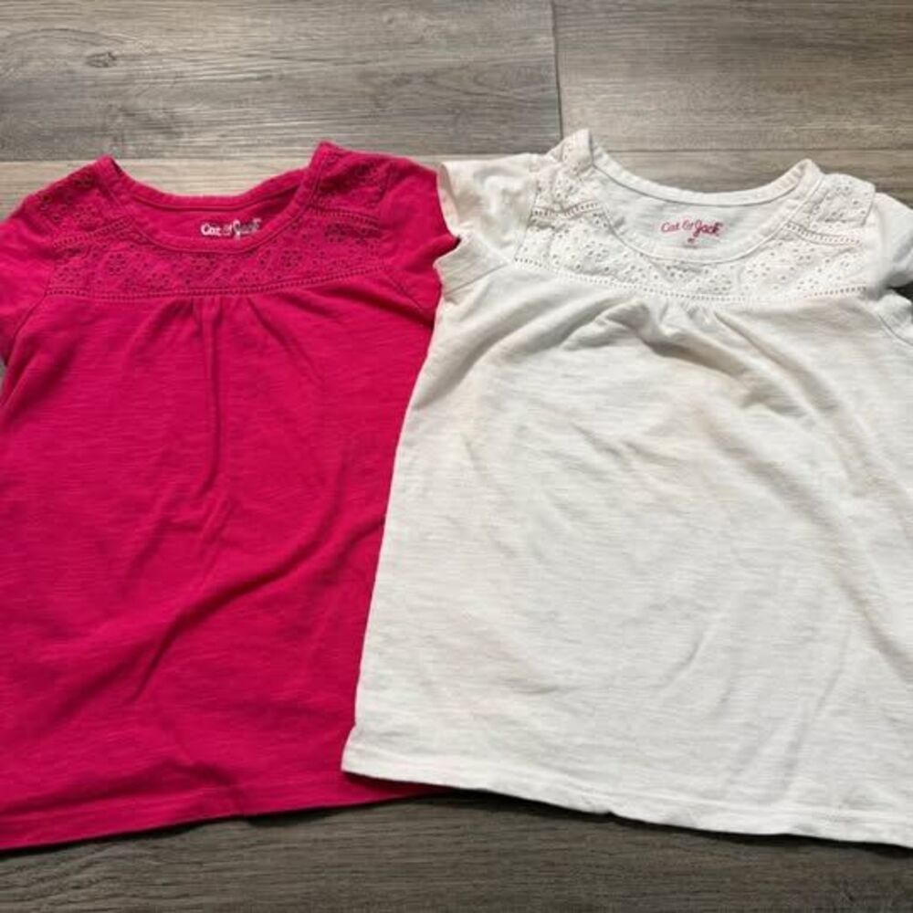 4t girls lace top shirts cat & jack pink white